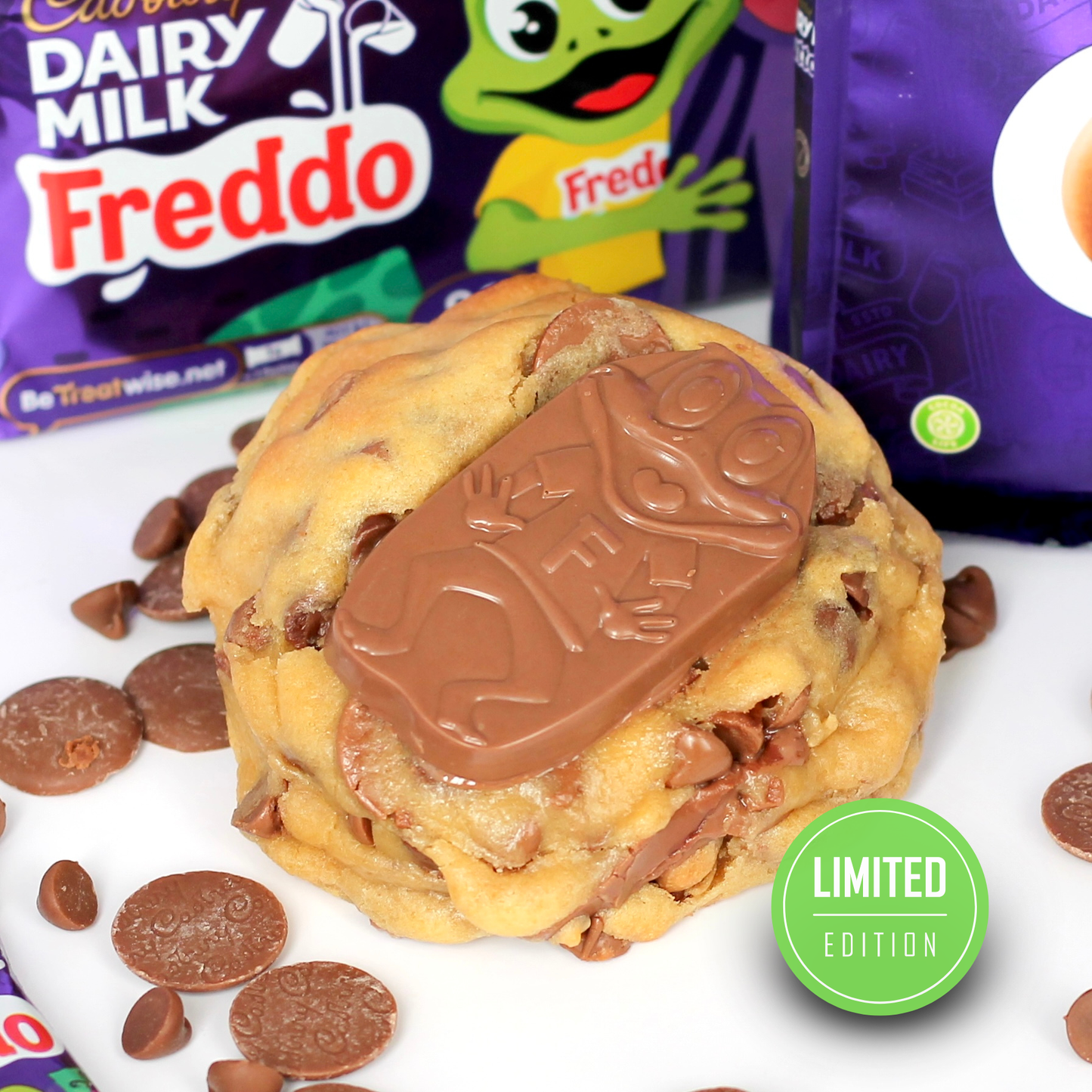 Limited edition Cadbury Freddo cookie from Dollyโs Dough
