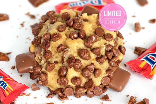 New York style Daim cookie UK with Belgian milk chocolate chips and crunchy caramel pieces