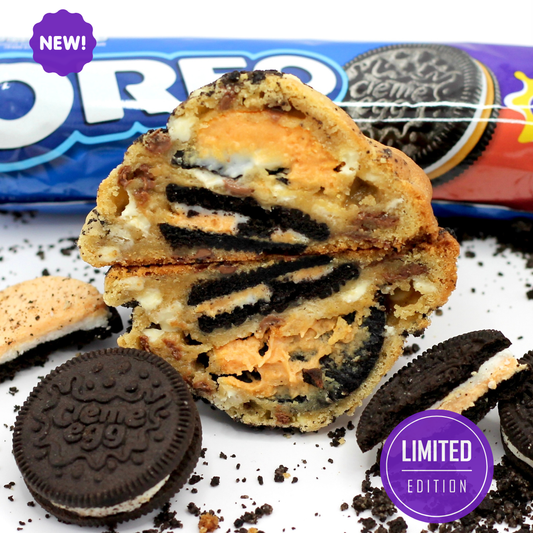 Gooey New York style cookie from Dolly’s Dough, packed with Oreo Creme Egg and Belgian chocolate chips – UK-wide delivery available