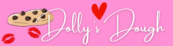 Dolly's Dough Logo - UK-Based NYC-Style Cookie Delivery, Freshly Baked Gourmet Cookies, Postal Cookies, and Luxury Cookies Delivered Across the UK.  Gift Your Valentines The Most Perfect Cookies. 