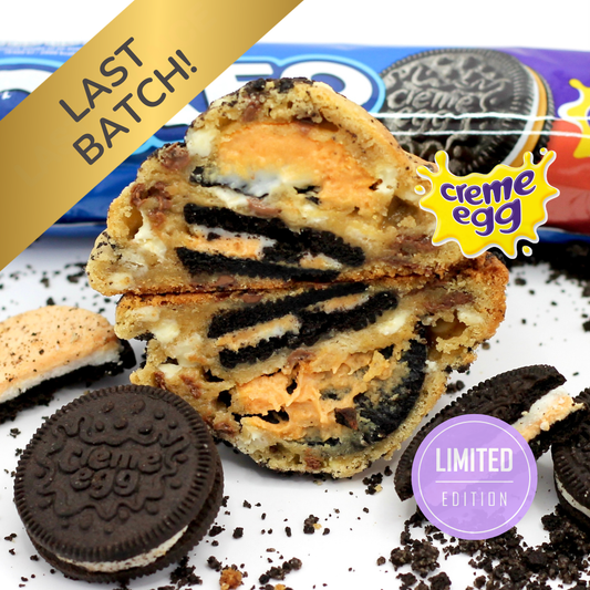 Gooey New York style cookie from Dolly’s Dough, packed with Oreo Creme Egg and Belgian chocolate chips – UK-wide delivery available