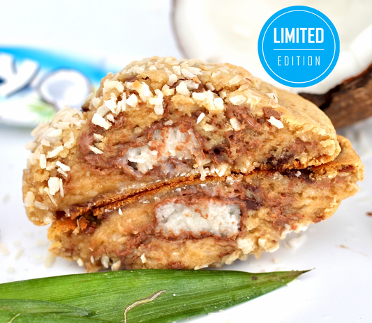 Bounty Hunter stuffed cookie – New York style cookie filled with Bounty, coconut, Belgian chocolate – order cookies online UK